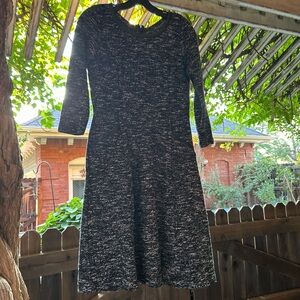 Talbots Black and Gray Long Sleeve Dress